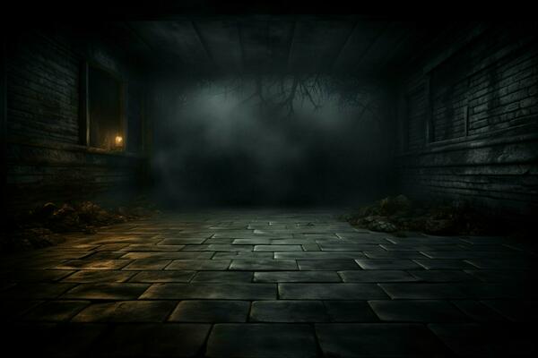 ai-generated-eerie-halloween-ambiance-dark-horror-background-featuring-vacant-wooden-planks-ai-generated-photo